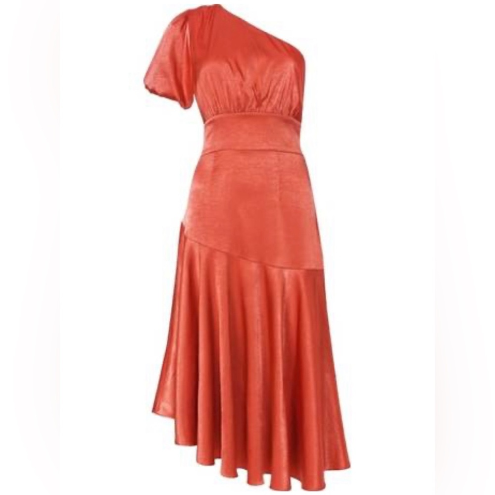 True Decedence Ladies Baked Rose One Shoulder Asymmetrical Midi Dress